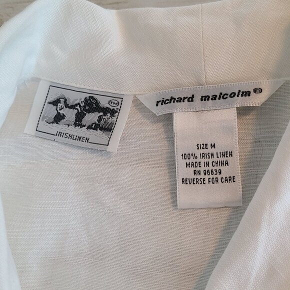 Richard Malcom Irish Linen Sleeveless Top Blouse Embroidered Baskets Coastal Med - Picture 5 of 7